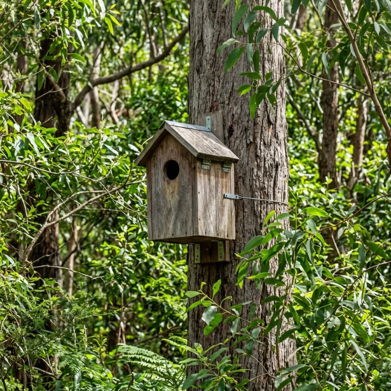Animal nesting box installed as a humane alternative to a Coolaroo roof cavity