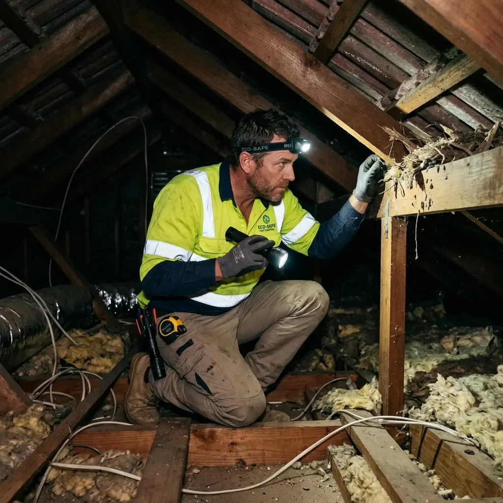 Technician locating dead rodents inside a Coolaroo wall cavity with detection equipment